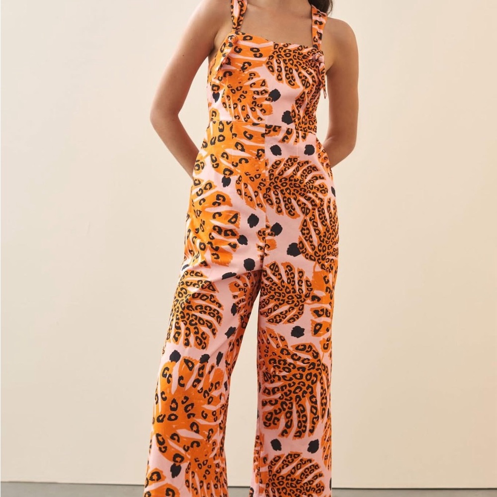 Leopard Print Orange Jumpsuit